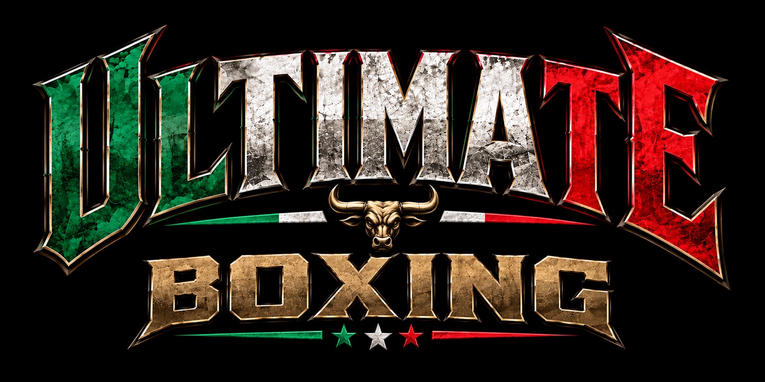 Ultimate Boxing logo in Mexican flag colors